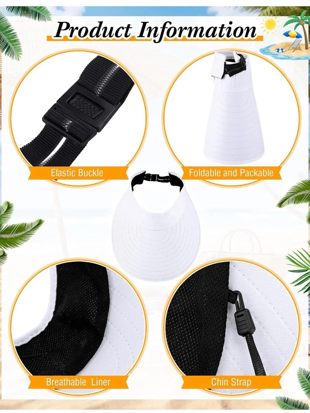 Sun Visors White Sports Visor Hats Summer UV Protection Tennis Golf 6 Pack